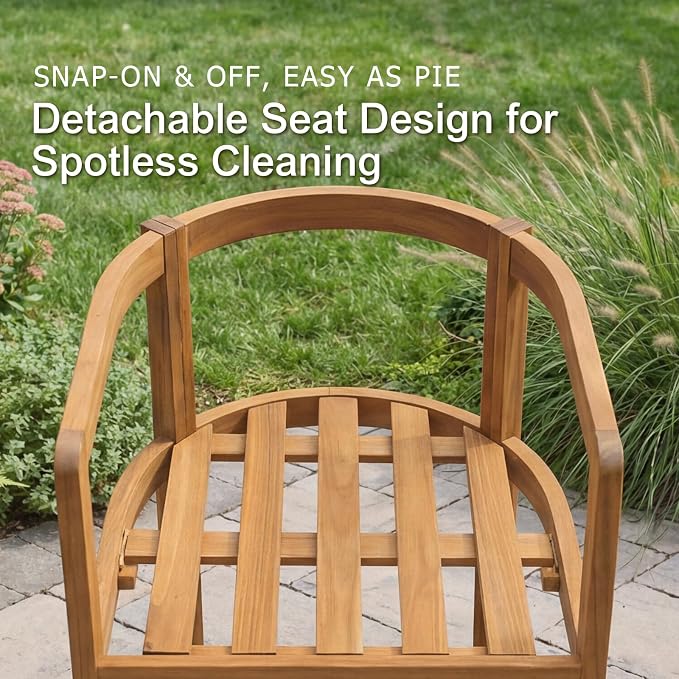 SUNSITT 5-Piece Outdoor Patio Dining Set, 55" - 71" Acacia Wood Expandable Outdoor Table Set with Umbrella Hole, 4 Curved Patio Arm Chairs w/Removable Cushions for Backyard, Porch, Deck