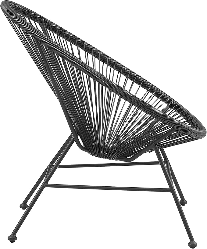 Linon Charleston Black Woven Hammock Style Outdoor Chair with Metal Frame
