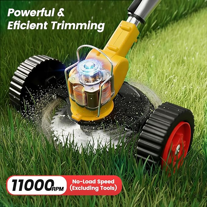 ALSO GO 24V Cordless Weed Wacker String Trimmer with Wheel, Electric Weed Eater with 2 * 4.0Ah Lithium Batteries & Fast Charger, 5-in-1 Battery Powered Weed Trimmer for Lawn Yard Garden Landscaping