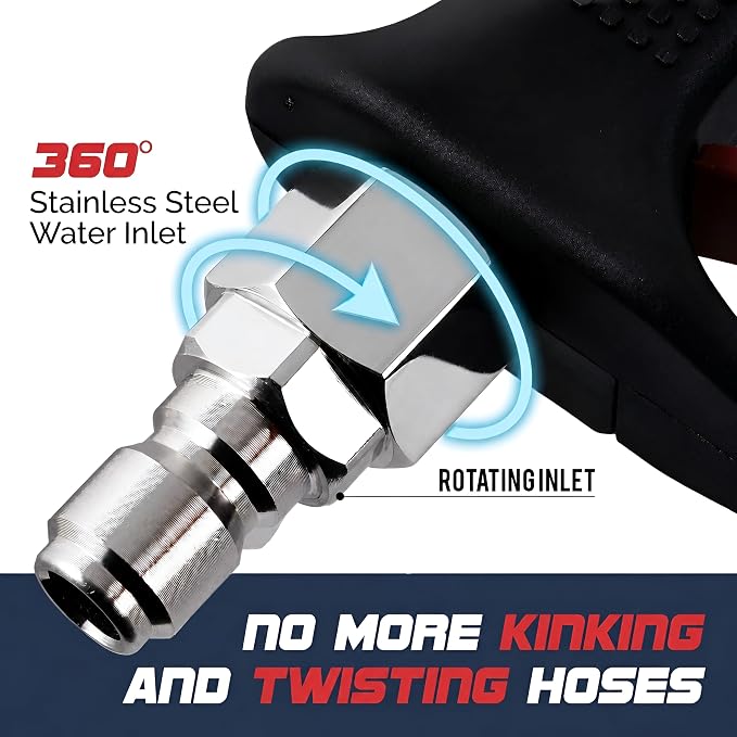 Pressure Washer Gun - 4000 PSI Short Power Washer Gun with 360° Swivel, 3/8" Quick Connect, Heavy Duty Spray Handle for Foam Cannon Car Wash Detailing (Pressure Washer Gun)