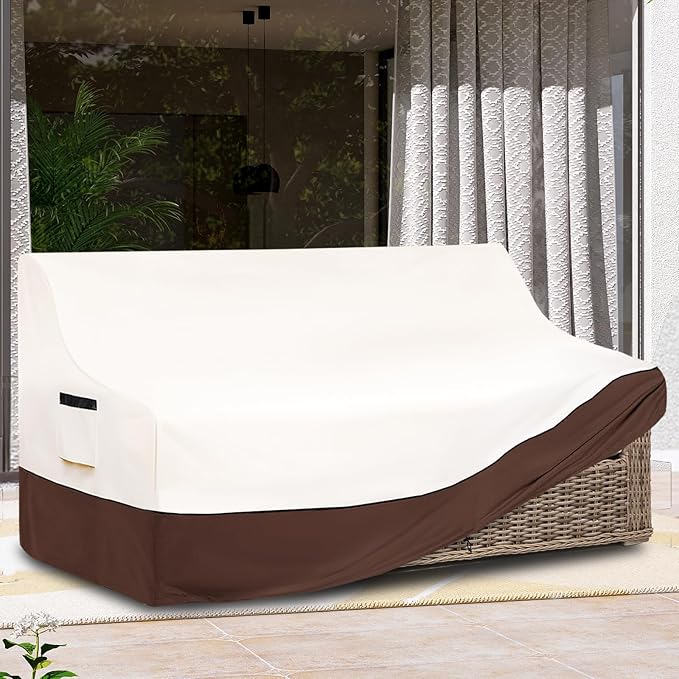 Outdoor Couch Cover,Heavy-Duty Waterproof Outdoor Sofa Cover,All-Weather Patio Furniture Covers for Loveseats & Benches (Beige,Fits 76" W x 32.5" D x 33" H)