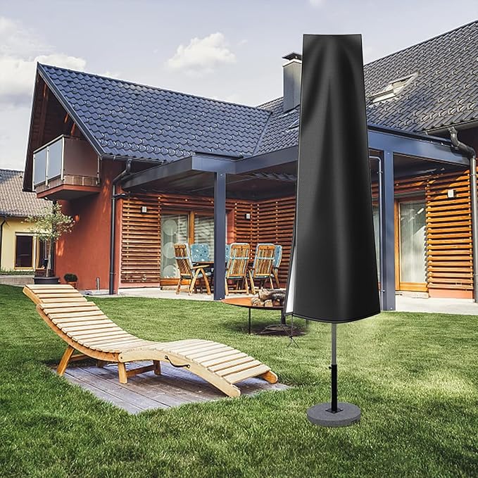 Dafire Patio Umbrella Cover for 7FT to 9FT Patio Umbrellas,1.7m Parasol Covers (Black 420D),Oxford Fabric Waterproof Market Umbrella Cover with Zip,Parasol Covers for Outdoor Umbrellas with Rod
