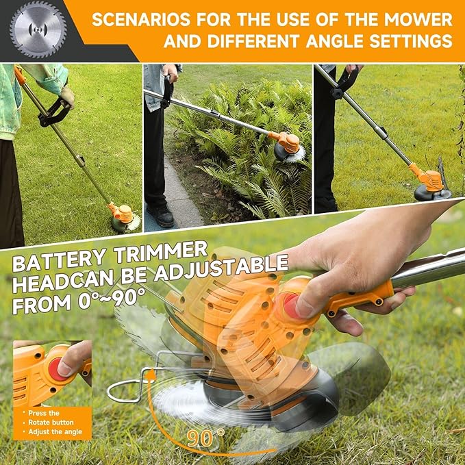 Electric Weed Wacker Cordless for Dewalt 21V MAX Battery, 4-in-1 Weed Eater Battery Powered, Brush Cutter with 4Types Blades, for Lawn, Yard and Bush Trimming (No Battery)