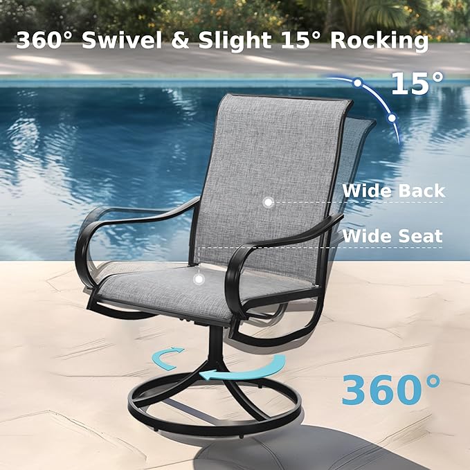 MFSTUDIO Patio Table and Chairs Set, Outdoor Dining Sets for 6 with Umbrella Hole, 7 Piece Outdoor Patio Furniture Set for Deck, Backyard, Poolside & Garden