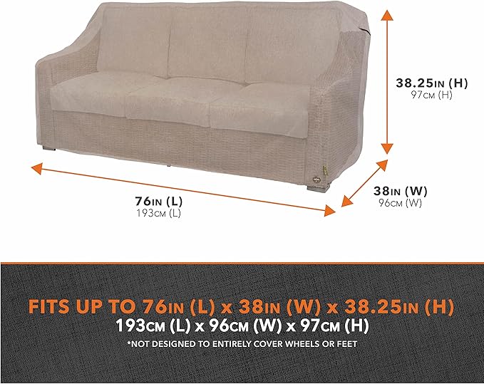 Modern Leisure Garrison Patio Loveseat Cover - Weather-Resistant Fabric - Outdoor Furniture Protection Perfect for Patio, Deck, and Porch - 76" L x 38" W x 38.25" H - Sandstone