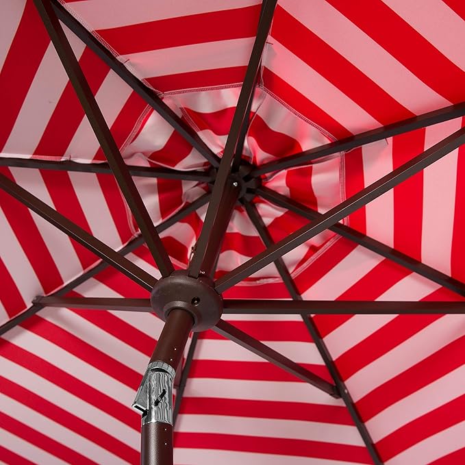 SAFAVIEH Outdoor Athens 11-Foot Round Crank UV Protected Umbrella