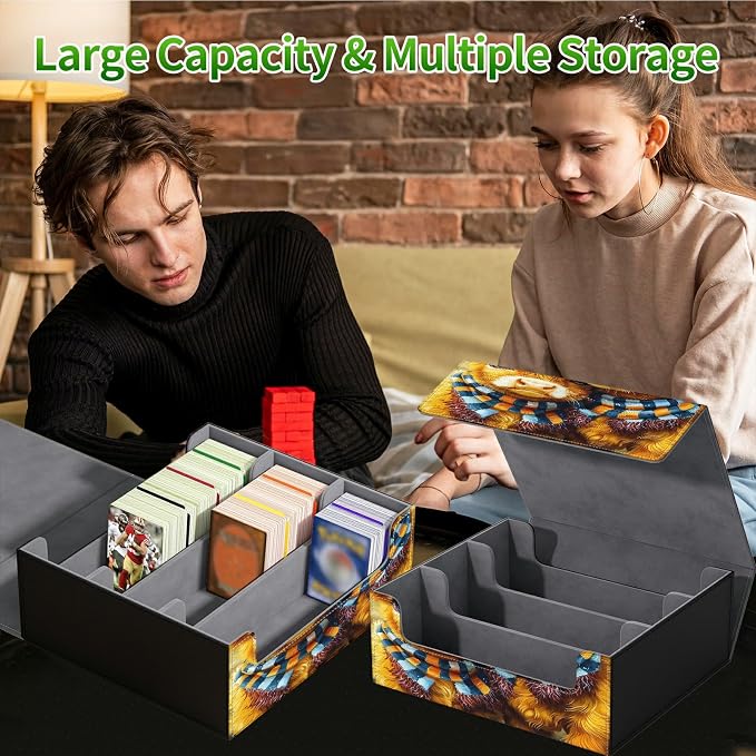 Large Card Deck Box for MTG, Fits 1200+ Sleeved Cards, PU Leather Storage Case with Strong Magnetic Closure, Multiple Colors Available for TCG CCG Baseball Card Collections, Scarf Scalper