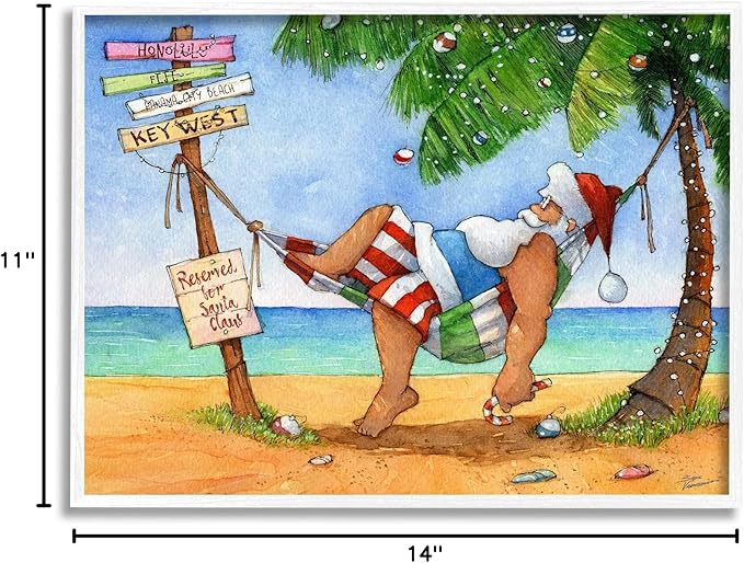 Stupell Industries Tropical Santa Claus Resting Hammock Festive Palm Tree, Design by Steve Vanderbosch