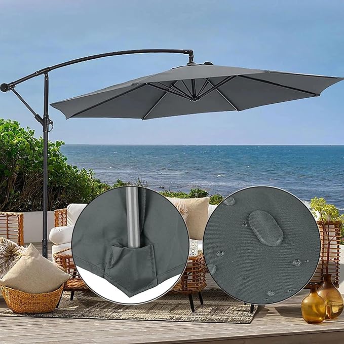 11ft – 8 Ribs Patio Umbrella Replacement Canopy,Waterproof UV-Resistant Outdoor Round Umbrella Top Cover for Outdoor Garden Deck Backyard