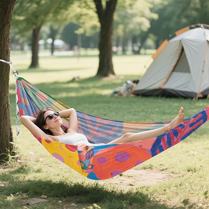 Cartoon Colorful Butterfly Leaves 330lb Capacity Camping Hammocks Portable Hammock for Camping Travel Accessories hamaca de Algodon para Jardin