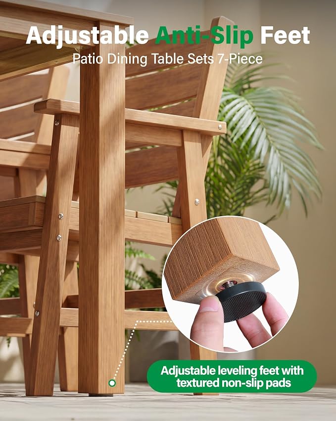 YEFU Patio Dining Sets HIPS: 5-Piece All-Weather Outdoor Table and Chairs with Umbrella Hole & Metal Aluminum Frame Patio Dining Set for 4 - Modern Outside Furniture for Family Meals in Deck Teak
