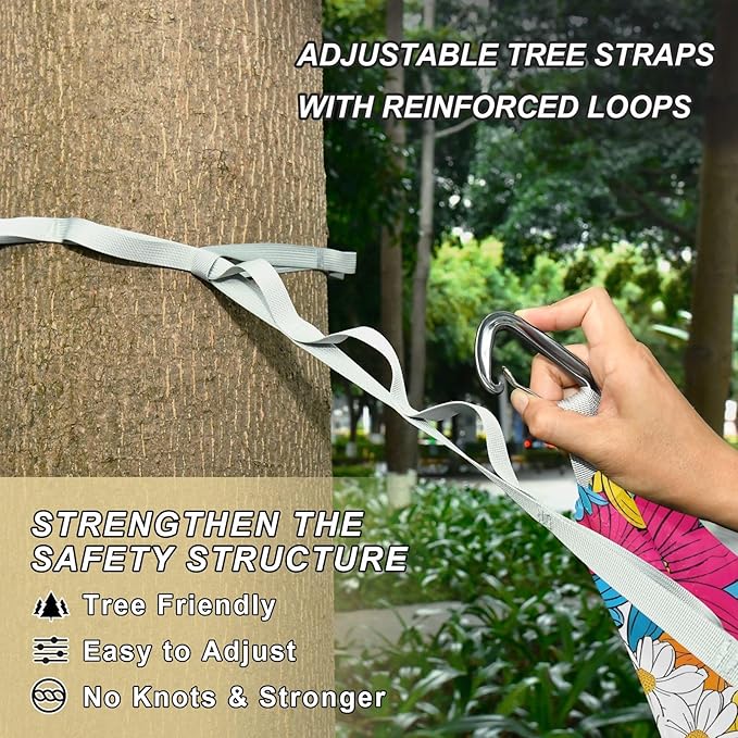Camping Hammock Outdoor Hammocks for Outside Colored Floral Vivid Beach Trees Portable Lightweight with Pockets Tree Straps Indoor