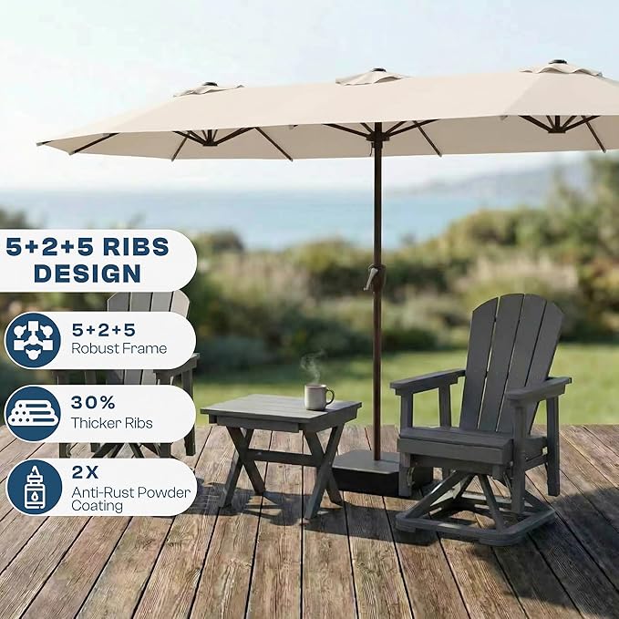 15FT Large Patio Umbrella with Base Included