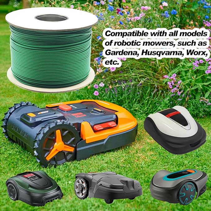 Universal Robotic Mower Boundary Wire Automatic Lawnmower 16 Gauge AWG 3.4 mm Perimeter Wire for Husqvarna Worx and Other Robot Lawnmower Brands, 305M/1000FT