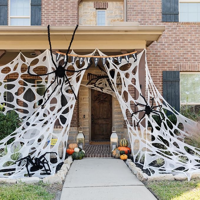 Halloween Spider Web Decorations Stretchy Web Netting for Haunted House | Halloween Beef Netting Spider Web for Outdoor Halloween Decorations, Giant Cobwebs for Haunted Houses, Parties Displays.