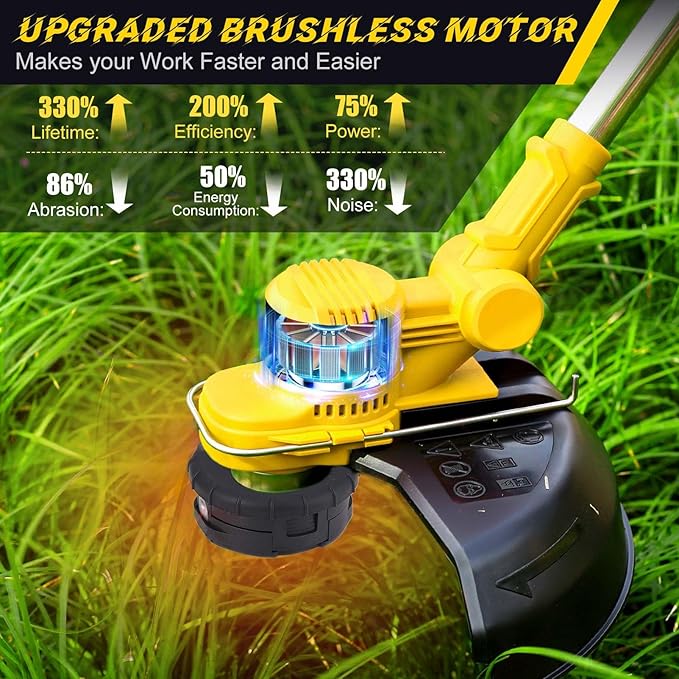 Weed Wacker Cordless for Dewalt 20V MAX Battery, 4-in-1 Battery Powered Weed Eater, String Trimmer with 5 Types of Blades, for Lawn, Yard and Bush Trimming (No Battery)