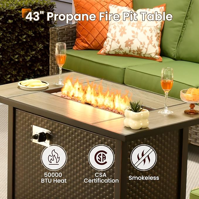 Wicker Patio Furniture Set,7 Pieces Modern Outdoor Conversation Set Sectional Sofa with Cushion and Ottomans for Garden, Poolside, Backyard