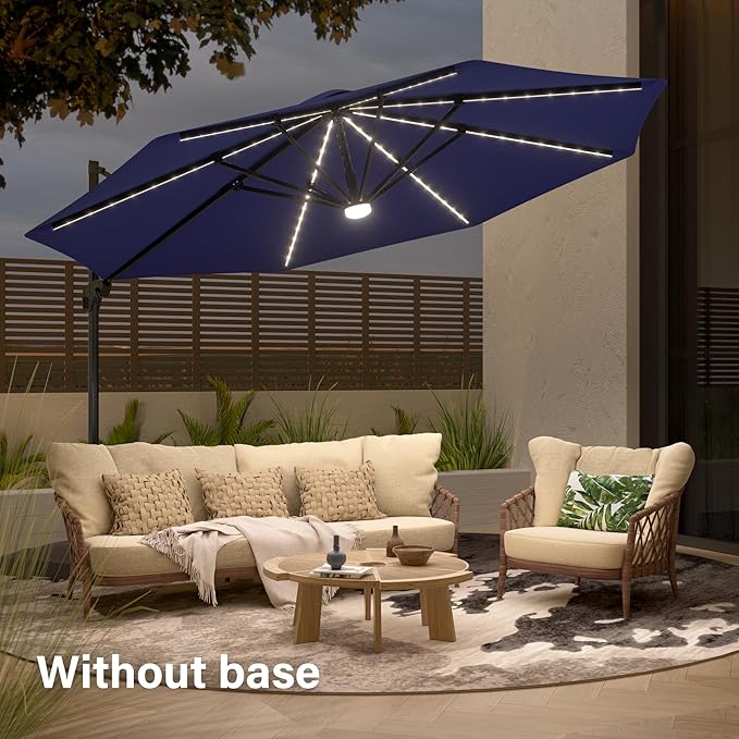 FLAME&SHADE 11 ft Cantilever Offset Patio Umbrella, Large Heavy Duty Outdoor Patio Umbrella Aluminum 360° Rotation Round Outdoor Umbrella for Deck,Pool,Backyard