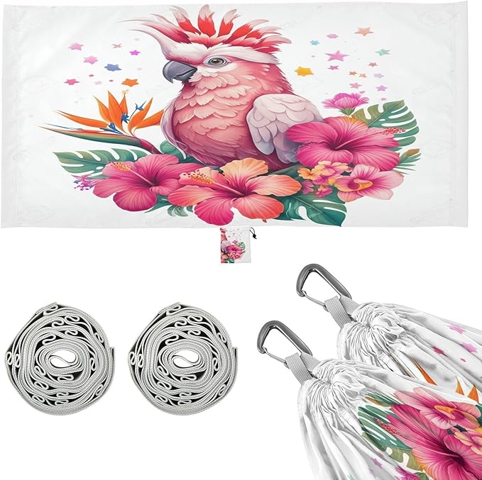 Hammocks for Outside Cute Cockatoo Camping Hammock Portable Hammocks with Tree Straps and Carry Bag Camping Accessories for Hiking Beach Outdoor