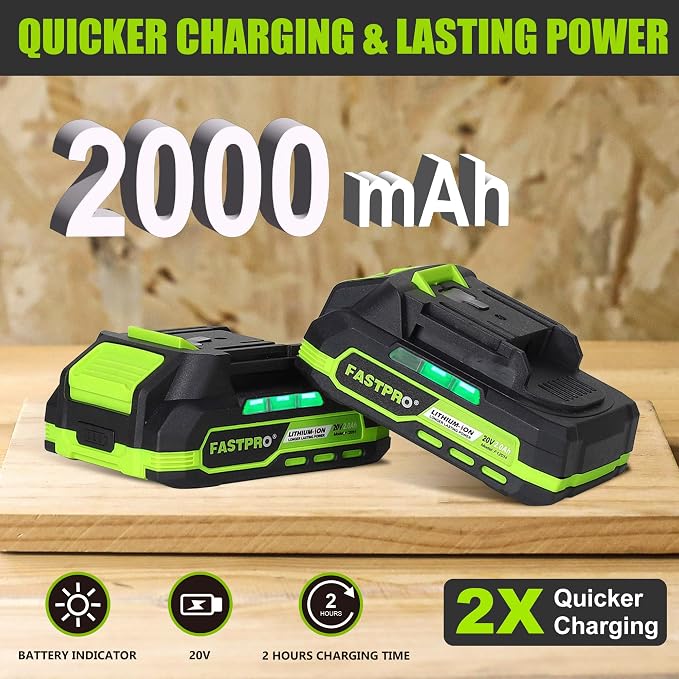 FASTPRO 10-Inch Cordless Chainsaw, Pre-Installed Mini Chain Saw Kit with 2 Pack Rechargeable Batteries, Easy for Branch Trimming and Wood Cutting