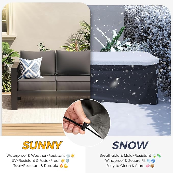 UDPATIO Aluminum Patio Furniture Set, 5 Pieces Outdoor Conversation Set with Waterproof Covers, All-Weather Modern Sectional Sofa for Patio, Deck, Backyard, Dark Grey/Dark Grey