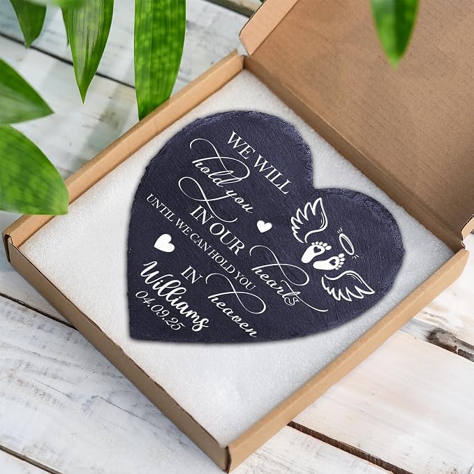 Personalized Miscarriage Garden Stone for Loss of Baby, Miscarriage Sympathy Gifts for Mothers, Weatherproof Natural Slate Stone for Infant Loss Remembrance, Memorial Grave Marker Plaque