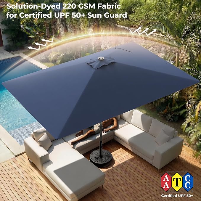 HOMSHADE 6.6 x 10 ft Rectangular Patio Umbrella Rectangle Umbrella Outdoor Patio, Large Outdoor Umbrellas for Patio Table with Tilting and Sun UV Protection for Pool, Deck, Market, Backyard