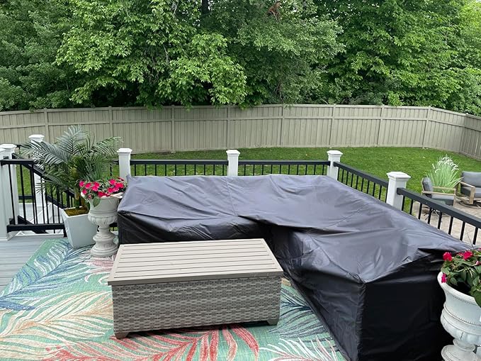 Oslimea Patio V-Shaped Sectional Sofa Cover 85" x 85" 600D Heavy-Duty Patio Furniture Cover Garden Couch Protector for Deck, Lawn and Backyard