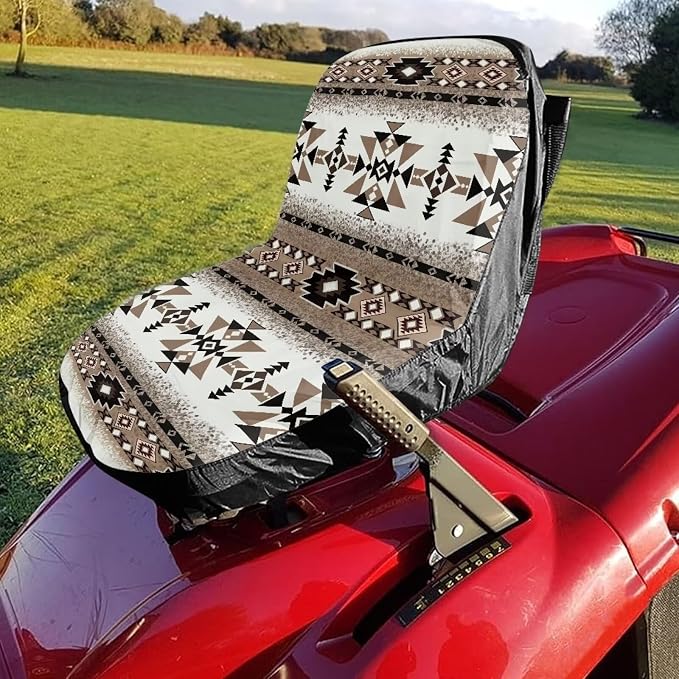 Lawn Mower Seat Cover Riding Lawn Mower Seat Cushion Aztec Tribal Tractors Accessories Waterproof Tractor Seat Decor