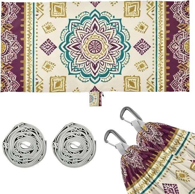 Mandala Pattern Camping Hammocks Fabric Hammock for Outside Patio Backyard Poolside