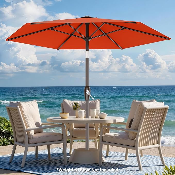 AreShark 7.5FT Patio Umbrella Table Market Umbrella w/Tilt and Crank, Heavy-Duty Outdoor Umbrellas for Pool, Deck, Garden and Backyard, Orange