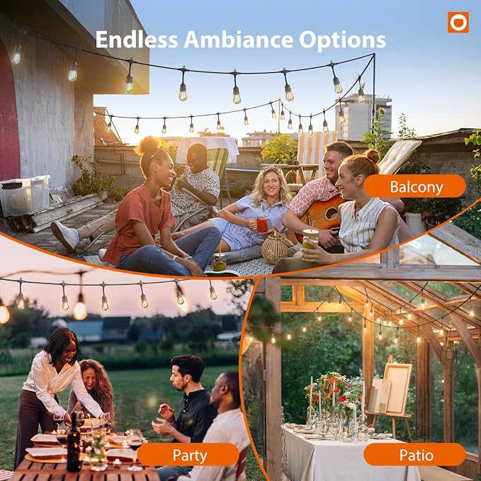 addlon 200FT Outdoor String Lights with Remote Dimmable Waterproof Patio | Warm White Edison Bulbs, Heavy Duty Shatterproof Hanging Strand for Outside Backyard Porch Garden Bistro Pergola Party