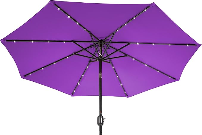 Trademark Innovations Deluxe Solar Powered LED Lighted Patio Umbrella - 9'