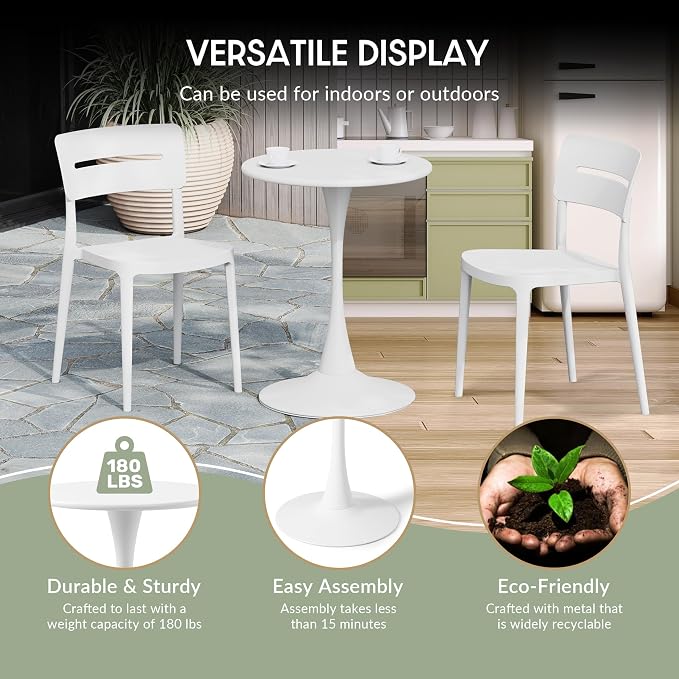WestinTrends Playa 23.5" Round Outdoor Indoor Metal Cocktail Dining Table, White