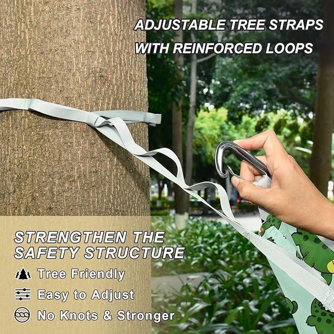 Camping Hammock Outdoor Hammocks for Outside Crocodile Cute Green Beach Trees Portable Lightweight with Pockets Tree Straps Indoor