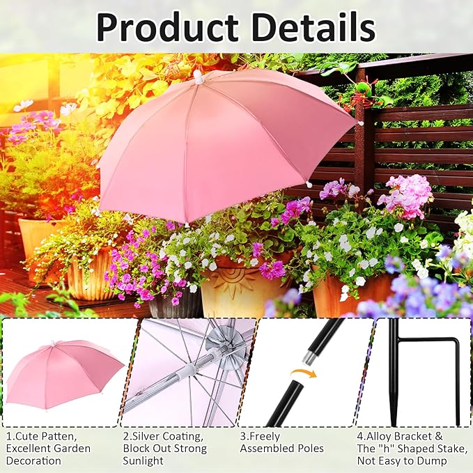 Plant Umbrellas for Outdoor Plants, Large Garden Plant Umbrella Shade Upgraded Adjustable Angle Height for Potted Plants Garden Beds