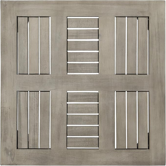 Outdoor Acacia Wood Side Table, 20x20 Inch Low Profile Patio End Table, Transitional Design for Porch, Deck, Poolside & Garden, 300 lbs Weight Capacity, Weather-Resistant - Natural