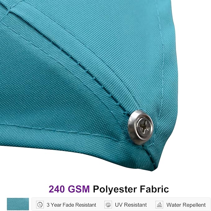 PURPLE LEAF 11 FT Square Patio Umbrella with Wheeled Base Included Large Outdoor Offset Umbrella with 360-degree Rotation Cantilever Umbrella for Pool Garden Deck Backyard Turquiose Blue