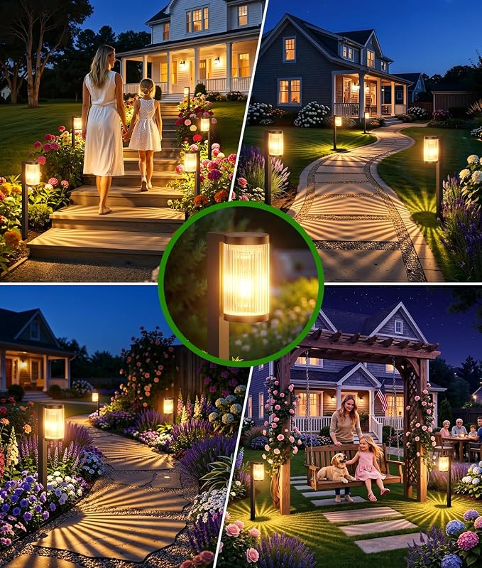 ELECLINK Solar Pathway Lights Outdoor, 4 Pack Upgraded Outdoor Solar Lights for Outside Super Bright Up to 15Hrs, IP65 Waterproof Solar Garden Lights for Yard Path Walkway Decor Landscape Lighting