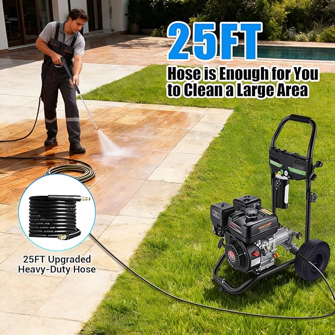Gas Powered Pressure Washer 4200 PSI Gas Power Washer 4.0 GPM 212CC Commercial High Pressure Washer, with Spray Gun and Extension Wand, 5 Quick Connect Nozzles, Copper Pump,EPA/CARB/ETL (Black)