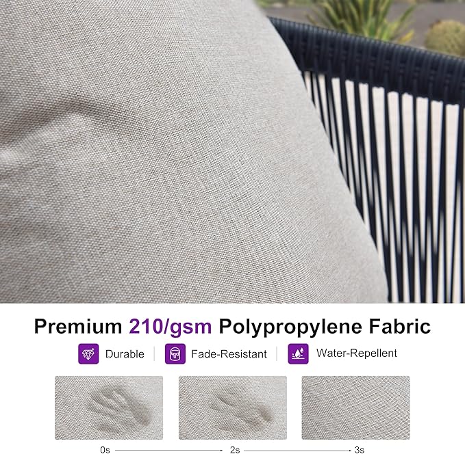 PURPLE LEAF 4-Piece Wicker Patio Conversation Set Aluminum Rattan Sofa Patio Furniture Set with Cushions and Coffee Table for Garden Backyard Grey