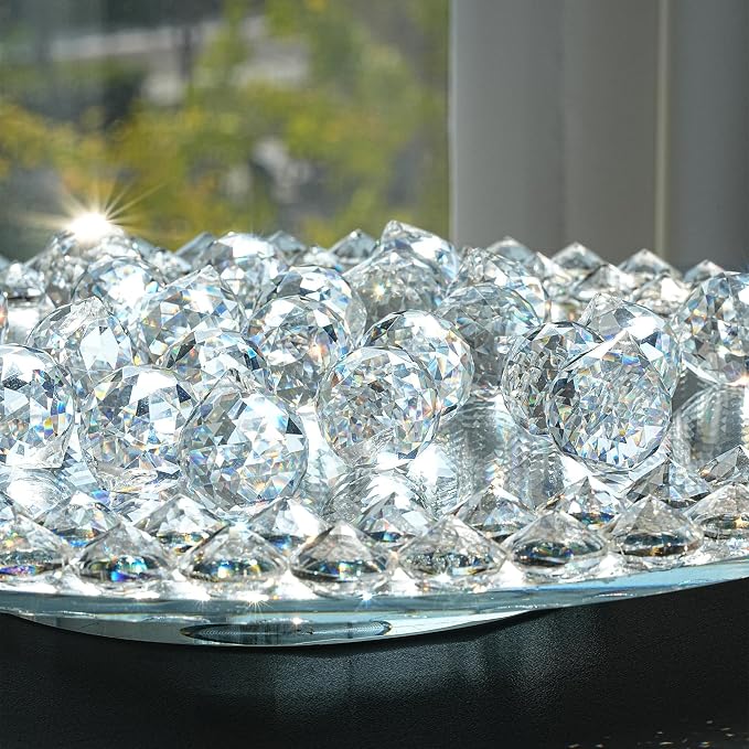 24pcs Clear Crystal Ball Prism Suncatcher Rainbow Pendants Maker,20mm | Crystal Prisms Hanging Crystals for Windows Home Garden,Beads For Suncatcher,Glass Ornaments For Christmas Tree