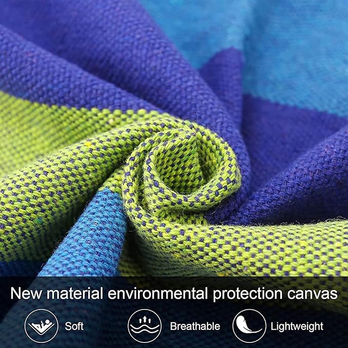 NOBRIM Camping Hammock Portable Hammock Swing Canvas Stripe Hammock Thickened Anti Rollover Chair for Outdoor Indoor Backpacking Travel