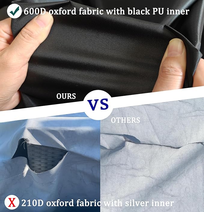 Oslimea Round Outdoor Patio Table Cover 48 Inch, Patio Furniture Covers for Outdoor Table, Waterproof, Windproof, UV Resistant and All Weather Resistant (Black, 48"DIAx28"H)