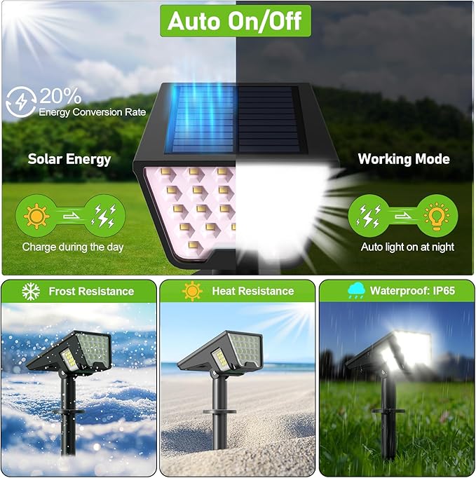 Latband Solar Spot Lights Outdoor Waterproof IP67, Solar Powered Lights Outdoor with 53 LED & 3 Modes, Landscape Spotlight Wall Light for Garden Yard Pathway Driveway 4 Pack (Cool White)