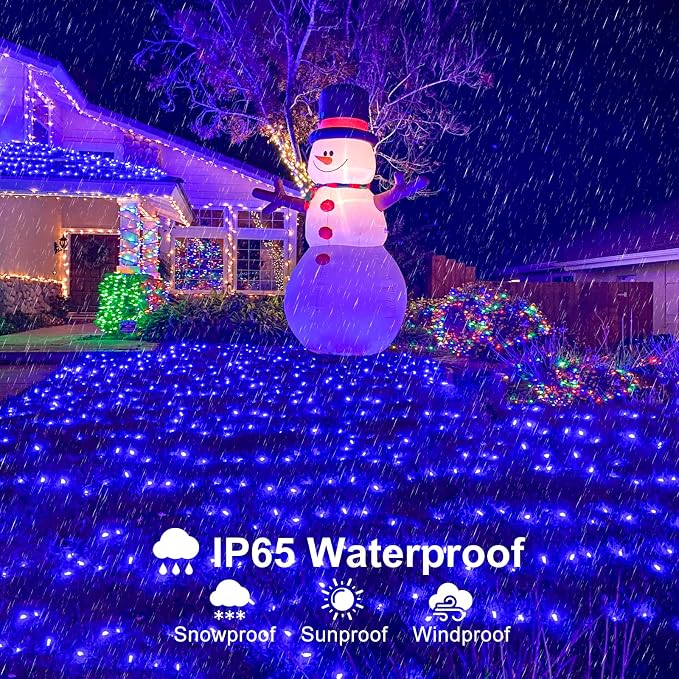 2 Pack Christmas Lights Outdoor, Total 200FT 600 LED Christmas Tree Lights | Blue, 8 Modes Waterproof Connectable String Lights for Outside Indoor House Yard Patio Garden Wedding Holiday Decorations