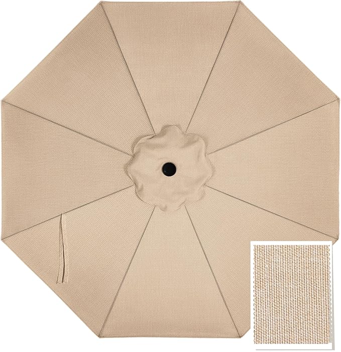 MASTERCANOPY 5-Year-Non-Fading Olefin 9FT Patio Umbrella Replacement Canopy-Beige Canopy Only