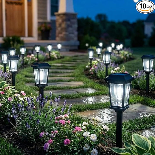 10 Pack Solar Pathway Lights Outdoor, Auto On/Off LED Solar Garden Lights, Decorative Landscape Lighting for Path Yard Walkway Driveway