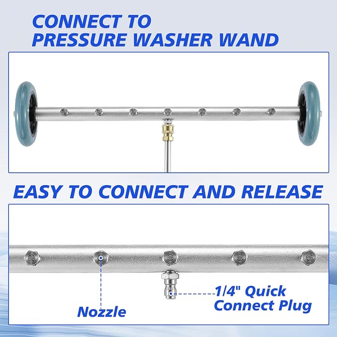 RIDGE WASHER Pressure Washer Undercarriage Cleaner, 24 Inch Undercarriage Car Washer, Under Car Pressure Washer Attachment with 3 Pcs Extension Wand, 4000 PSI