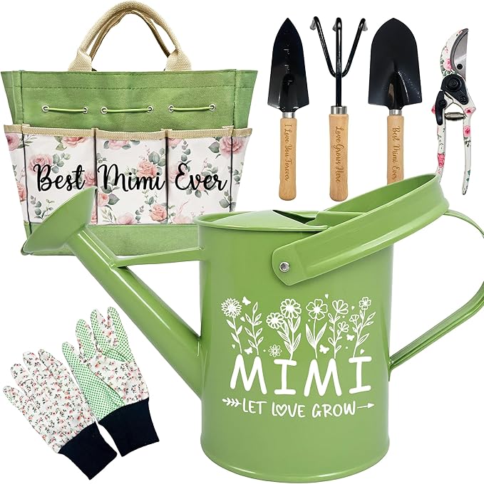 Gifts for Mimi, Mothers Day Mimi Garden Kit Gifts for Grandma Floral Gardening Tools and Durable Garden Tools Organizer Tote, Ideal Gardening Gift for Women on Birthday Plant Lover Present